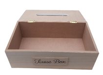 Tissuebox / Tissuehouder KELVIN - Wit / Bruin - Hout - 25 x 14 x 9 cm