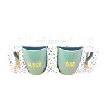 Super Dad Beker / mokkenset - Groen / Goud - set van 2 - Giftset