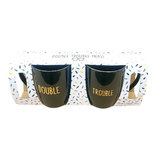 Double Trouble Beker / mokkenset - Zwart / Goud - set van 2 - Giftset