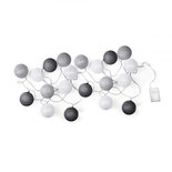 Lampenslinger katoenen bollen FIEN - Blauw / Wit / Grijs - 20 Lampjes - Cotton Ball Lights