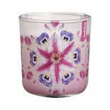 Bolsius geurkaars in glas met bloemetjes motief - Roze - Ø 8 x h 8 cm