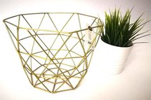 Decoratie draadmand / Fruitmand HUGO - Goud - Metaal - Ø 26 x h 20 cm
