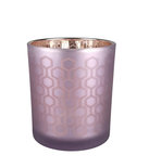 Theelichthouder RACHEL - Paars / Goud - Glas - Ø7 x h 8 cm - Rond - Set van 2 - Rond