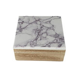 Opbergbox GUUSJE - Marmer / Bruin - Hout - 20 x 20 x 8.5 cm - Vierkant
