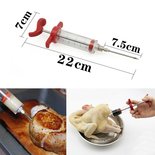 RVS Marinade Injector - Rood - RVS / Kunststof - 22 x 7 cm