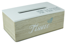 Tissuebox / Tissuehouder JOUKE - Bruin/Wit - Hout - 25x14x9.5cm