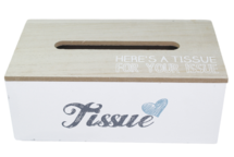 Tissuebox / Tissuehouder JOUKE - Wit/Bruin - Hout - 25x14x9.5cm