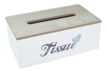 Tissuebox / Tissuehouder JOUKE - Wit/Bruin - Hout - 25x14x9.5cm