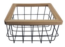 Draadmand met bamboe rand JIM - Zwart - Maat M - 26x26x14cm