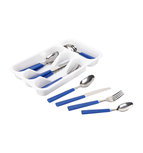 16 delig bestekset met bestekbak - Blauw / Zilver - 4 personen 16 delig bestekset met bestekbak - Blauw / Zilver - 4 personen
