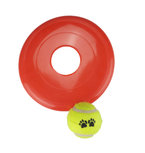 Honden frisbee & tennisbal - Rood / Geel - Kunststof - Ø 12 & Ø 6 cm - Rond Honden frisbee & tennisbal - Rood / Geel - Kunststof - Ø 12 & Ø 6 cm - Rond