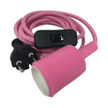 Siliconen snoer met lamp fitting E27 ZOË - Roze - 3m Siliconen snoer met lamp fitting E27 ZOË - Roze - 3m
