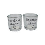 Theelichthouders Handsome thing - Set van 2 - Ø 6 x h 6 cm Theelichthouders Handsome thing - Set van 2 - Ø 6 x h 6 cm