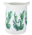 Gevlochten mandje met tropisch design Geoffrey - Cactus - Groen - Wit - Katoen - 24x27cm Gevlochten mandje met tropisch design Geoffrey - Cactus - Groen - Wit - Katoen - 24x27cm