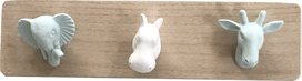 Kapstok kinderkamer dieren - Mint / Wit - Hout / Kunststof - 3 haken - 34x9x5cm Kapstok kinderkamer dieren - Mint / Wit - Hout / Kunststof - 3 haken - 34x9x5cm