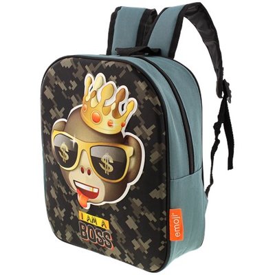 Emoji Monkey King Rugzak - I am a Boss - Zwart - 27 x 10 x 32 cm