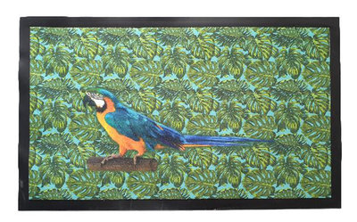 Deurmat met Papegaai & blad motief - Multicolor - 75 x 45 cm - Schoonloopmat