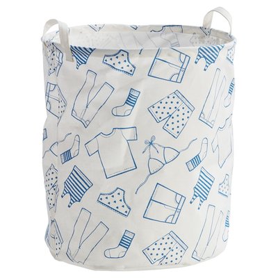 Waszak met afbeeldingen - Wit / Blauw - Ø 40 x h 45 cm