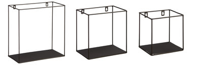 Wandrek LEEN - Zwart - Metaal - 30 x 15 x 30 cm - Set van 3