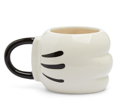 Mok Mickey Mouse Hand - Wit / Zwart - Keramiek - 16 x 9 x 11 cm