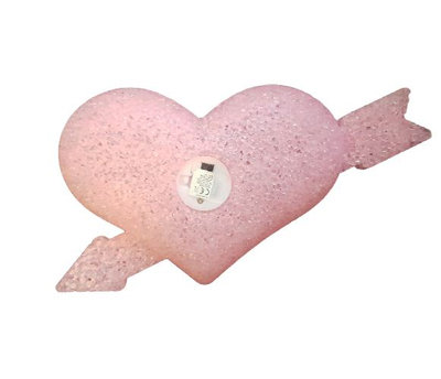 Hart met pijl lampje - Roze - Kunststof - 23 x 5 x 13.5 cm
