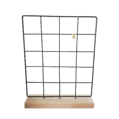 Memo rek op standaard BELLE - Zwart / Bruin - Metaal / Hout - 31 x 40.5 cm