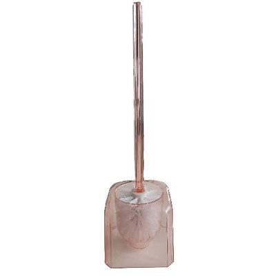 WC borstel + houder GEESJE - Roze / Transparant - Kunststof - 11.5 x 11.5 x 42 cm