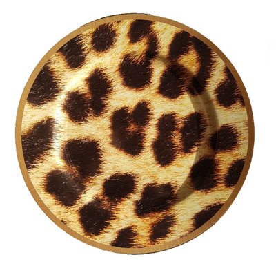 Decoratie bord met luipaard motief BEAU - Bruin / Zwart - Kunststof - Ø 33 cm