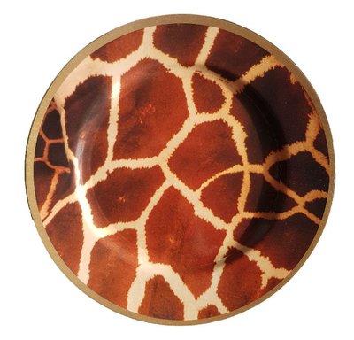 Decoratie bord met giraffe motief BEAU - Bruin / Geel - Kunststof - Ø 33 cm