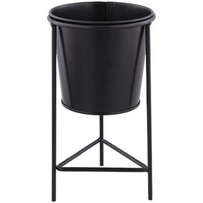 Bloempot op standaard HEDWIG - Zwart - Metaal - Ø 11 x h 20 cm