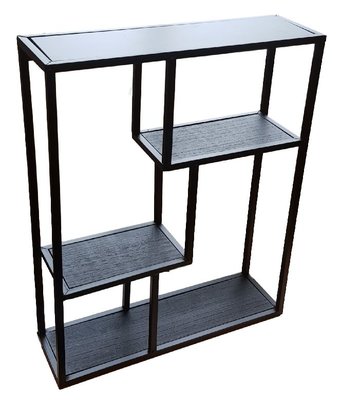 Wandrek HENRY - Zwart - Metaal / Hout - 40 x 12 x 50 cm