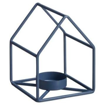 Theelichthouder CEES - Blauw - Metaal - 11 x 11 x 13 cm