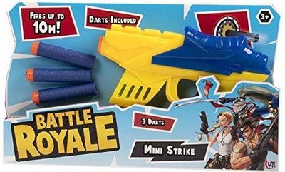 Foam Blaster Pistool met 3 foam darts - Kunststof - Geel / Blauw - 16 cm