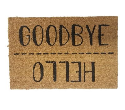 Deurmat met tekst MARGOT - ' Hello / Goodbye ' - Kokosmat - 40 x 60 cm