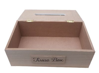 Tissuebox / Tissuehouder KELVIN - Wit / Bruin - Hout - 25 x 14 x 9 cm