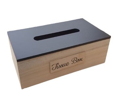 Tissuebox / Tissuehouder KELVIN - Zwart / Bruin - Hout - 25 x 14 x 9 cm