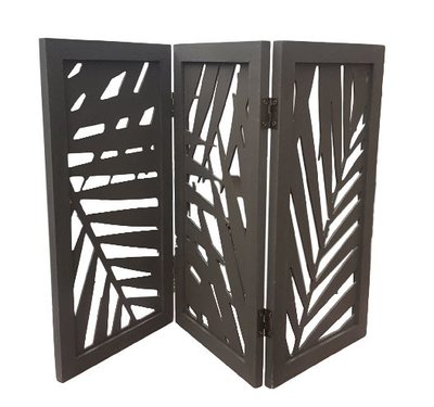 Raamscherm met blad motief WILLY - Groenbruin - Hout - 60 x 1.2 x 40 cm