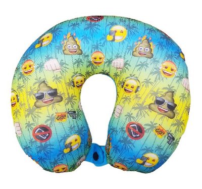 Emoji nekkussen - Blauw / Groen - 27 x 24 cm