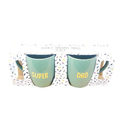 Super Dad Beker / mokkenset - Groen / Goud - set van 2 - Giftset