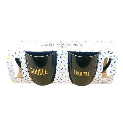 Double Trouble Beker / mokkenset - Zwart / Goud - set van 2 - Giftset