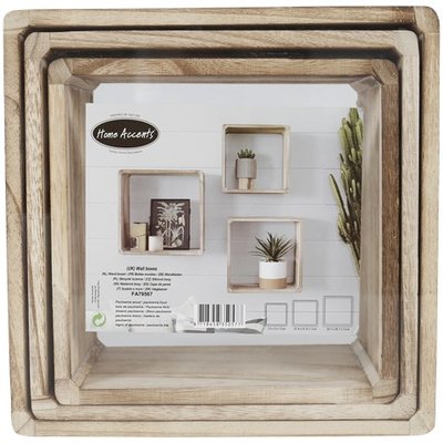 Wandboxen IRENE - Bruin - Hout - Set van 3 - Vierkant