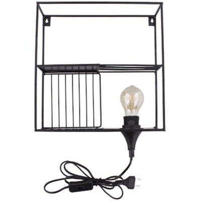 Wandrek met gloeilamp NYNKE - Zwart - Metaal - 30 x 30 x 10 cm
