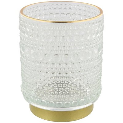 Theelichthouder SELINA - Wit / Goud - Glas - Ø 7 x h 9.5 cm