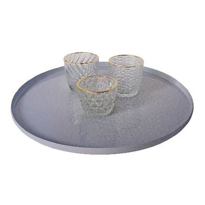 Decoratie plateau LEROY - Grijs - Metaal - Rond - Ø 35 x h 1.3 cm