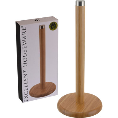 Keukenrolhouder DINAND - Bruin - Bamboe - h 32.5 cm - Excellent Houseware