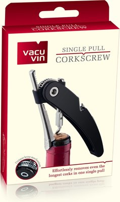 Vacu Vin Single Pull Kurkentrekker - Zwart - RVS / Kunststof