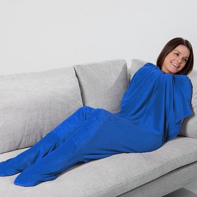 JML Footsie Blanket - Blauw - fleece deken, deken met voetzakken - booties