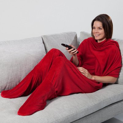 JML Footsie Blanket - Rood - fleece deken, deken met voetzakken - booties