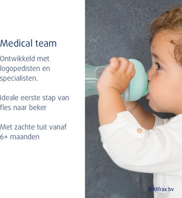 Difrax Antilek tuitbeker - 250 ml harde tuit - Geel