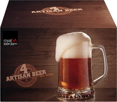 Royal Leerdam Artisan Bierpul - Transparant - Glas - Set van 4 - 32 cl